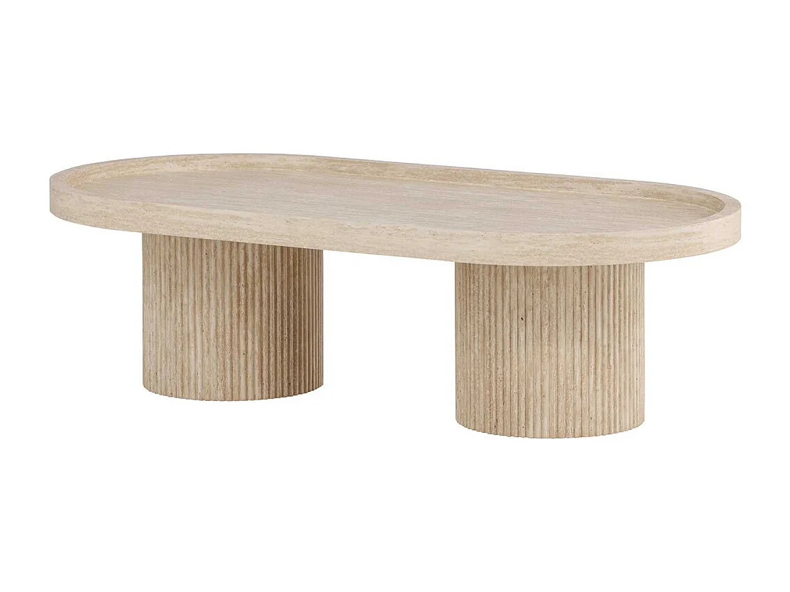 Table Basse Effet Travertin "Krille" 120cm Beige