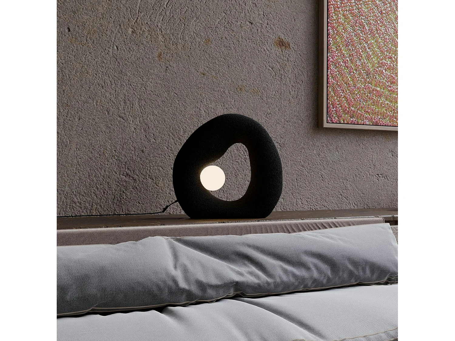 Lampe design noire forme ronde organique 38 cm NOXIS