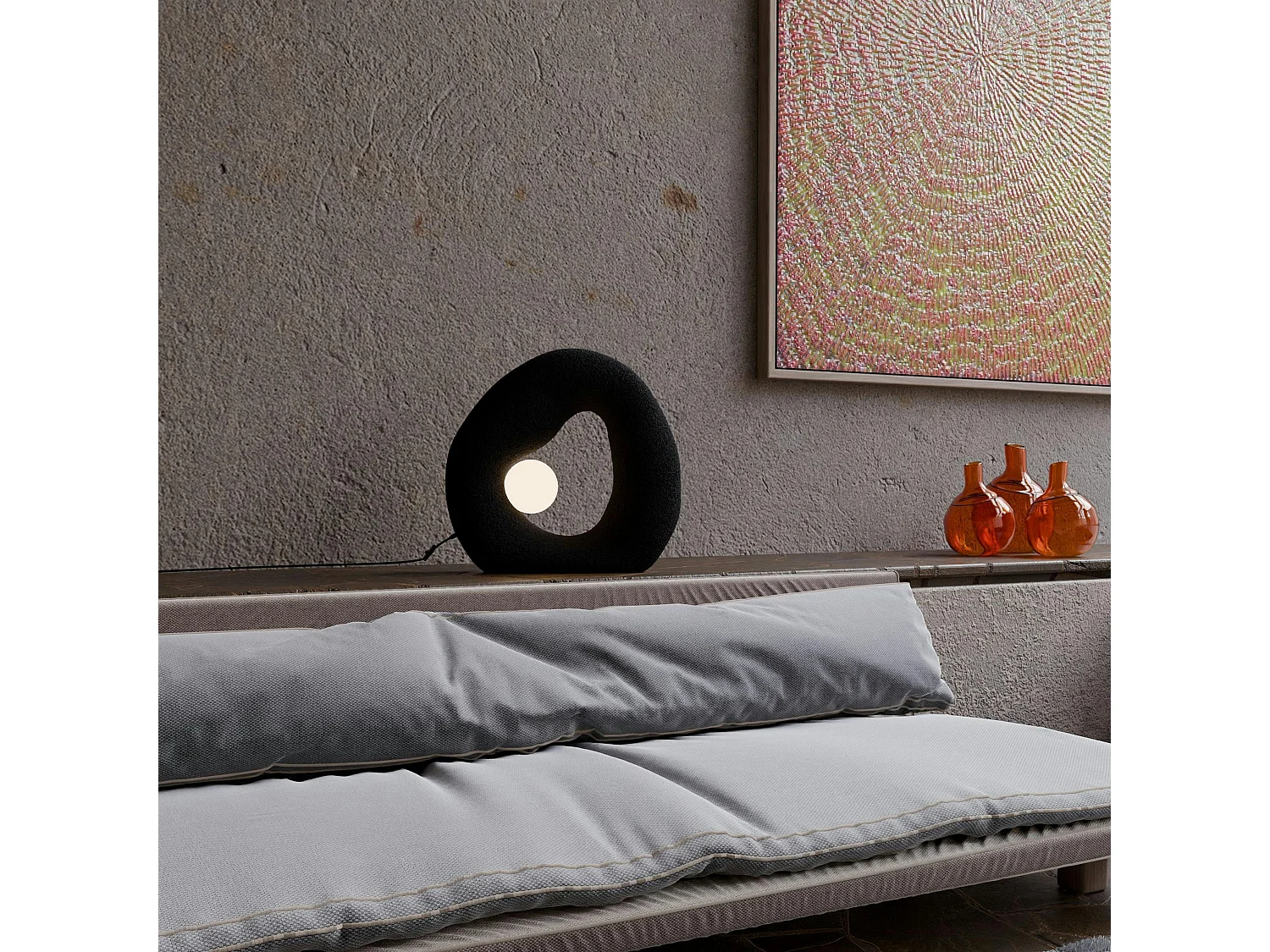 Lampe design noire forme ronde organique 38 cm NOXIS