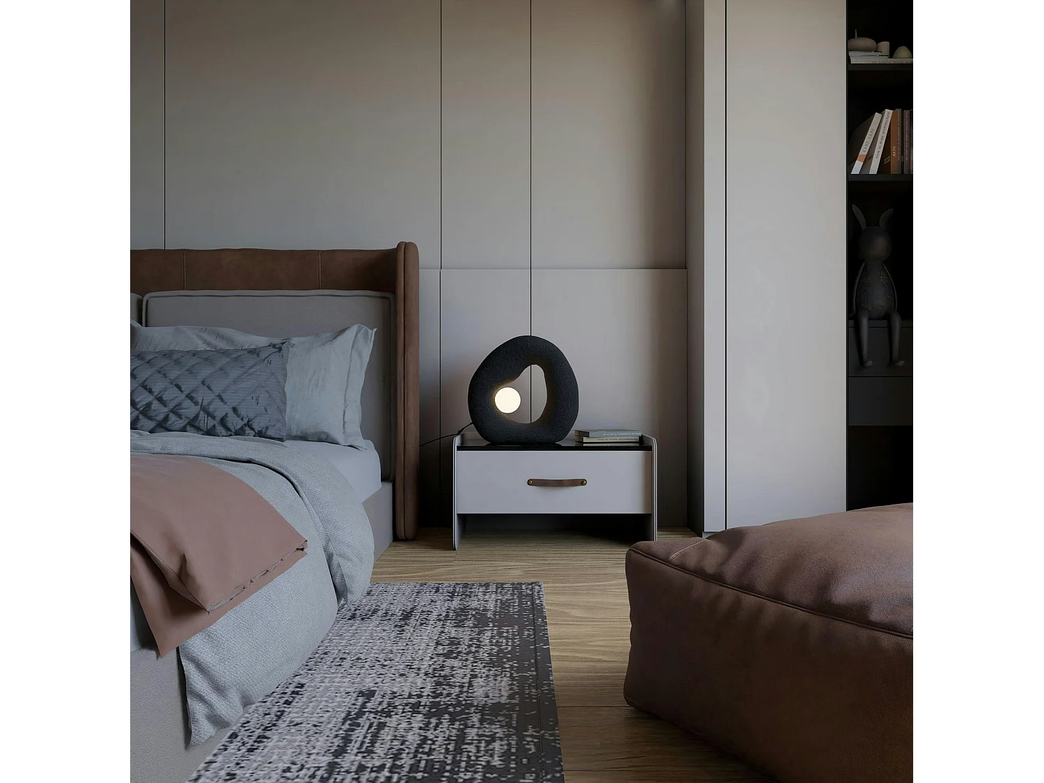 Lampe design noire forme ronde organique 38 cm NOXIS