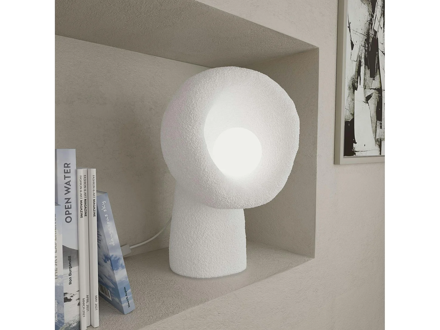 Lampe à poser design blanche, style wabi-sabi NOXIS