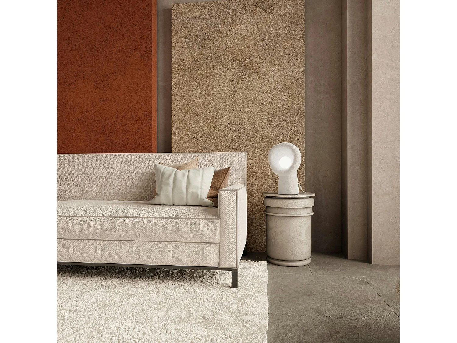 Lampe à poser design blanche, style wabi-sabi NOXIS