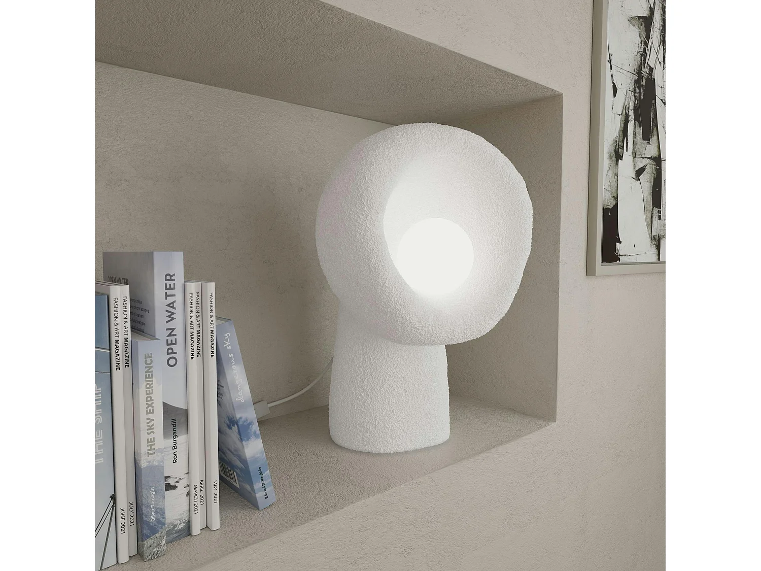 Lampe à poser design blanche, style wabi-sabi NOXIS