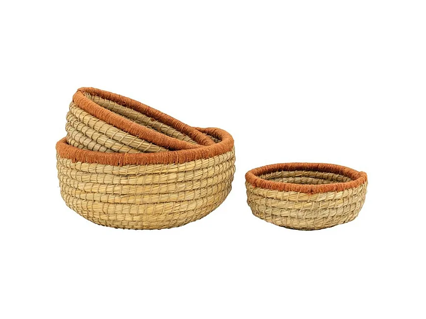 Série de 3 Corbeilles Rondes en Jute et Jonc Naturel | Aubry Gaspard