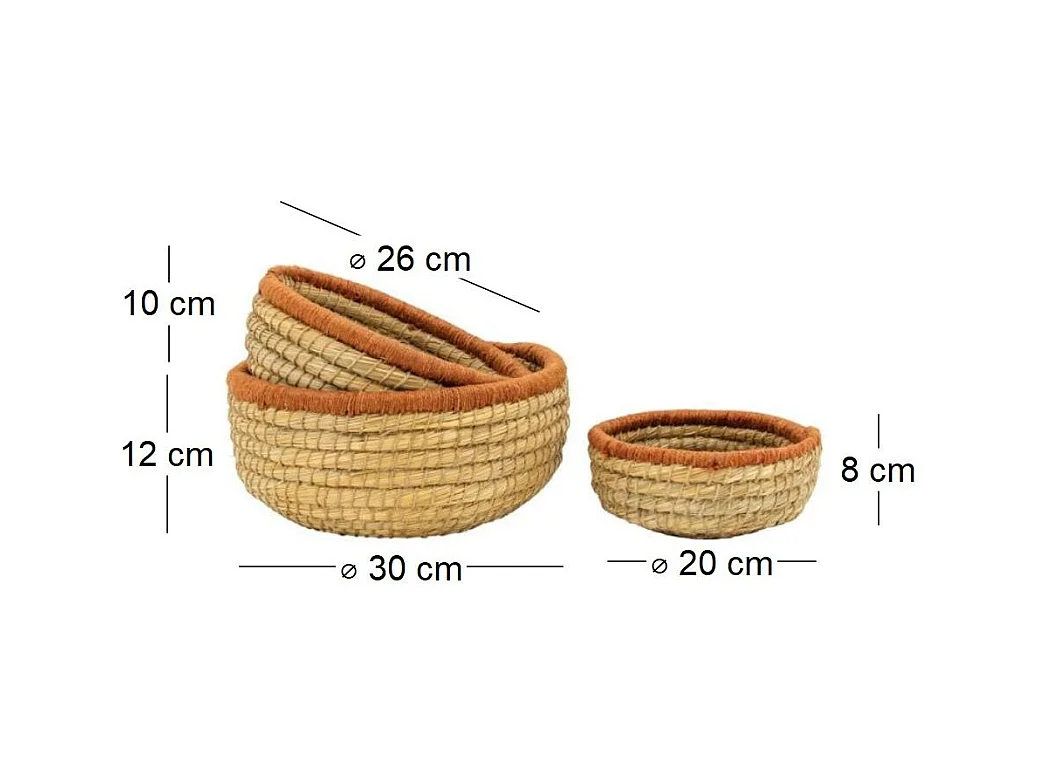 Série de 3 Corbeilles Rondes en Jute et Jonc Naturel | Aubry Gaspard