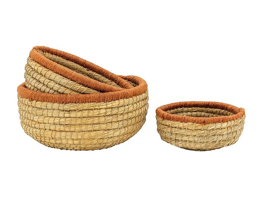 Série de 3 Corbeilles Rondes en Jute et Jonc Naturel | Aubry Gaspard