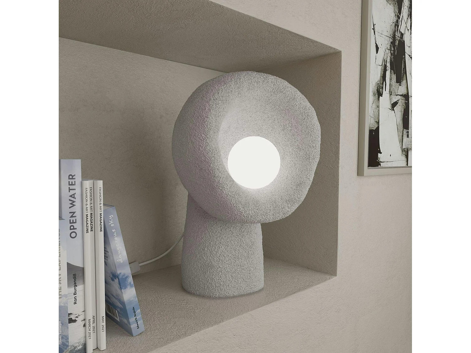 Lampe à poser design grise, style wabi-sabi NOXIS