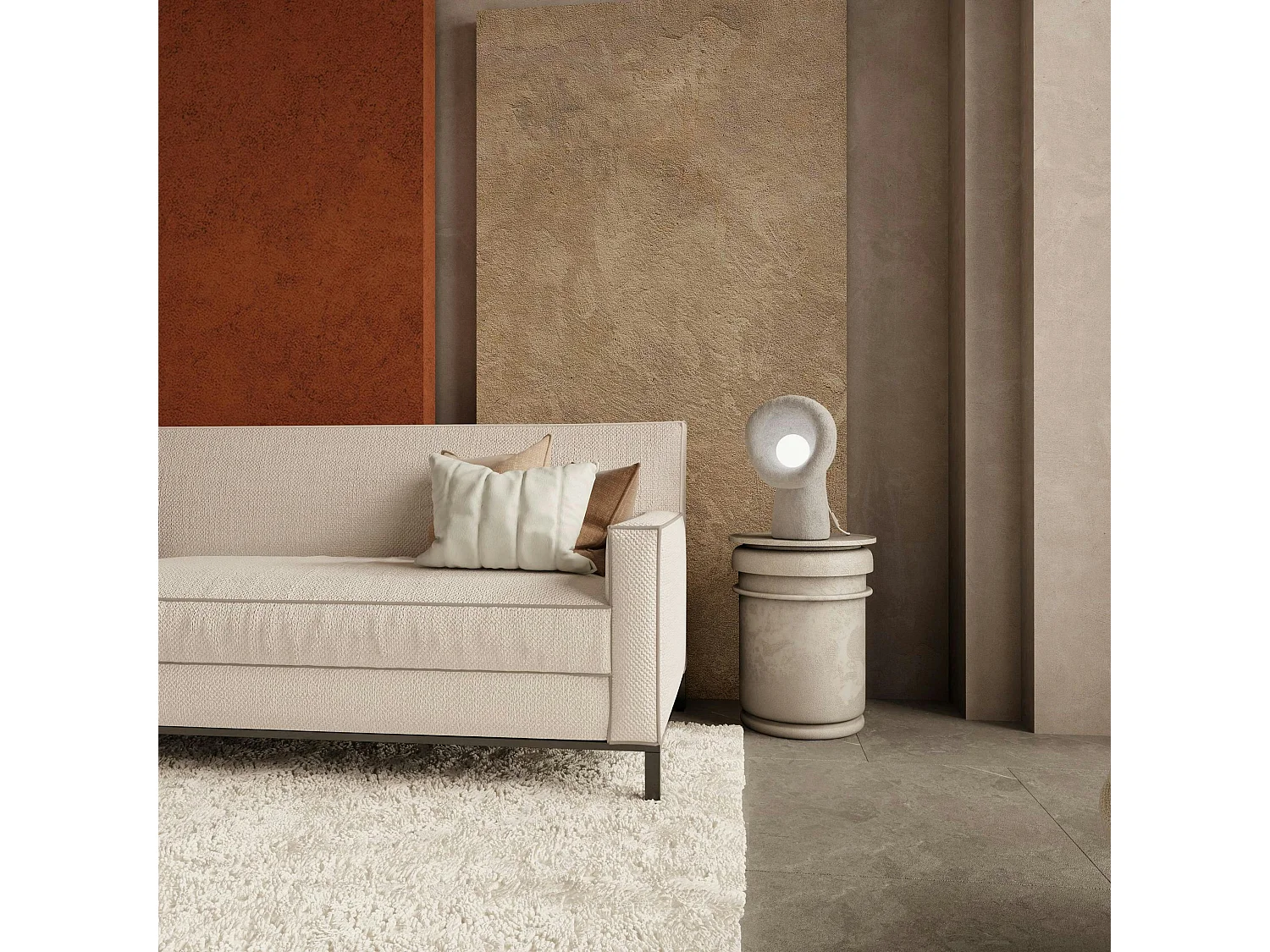 Lampe à poser design grise, style wabi-sabi NOXIS