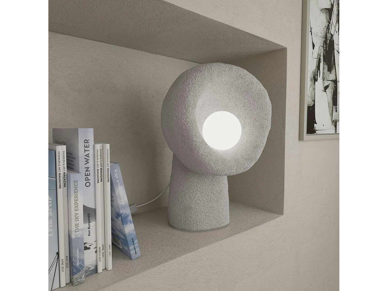 Lampe à poser design grise, style wabi-sabi NOXIS