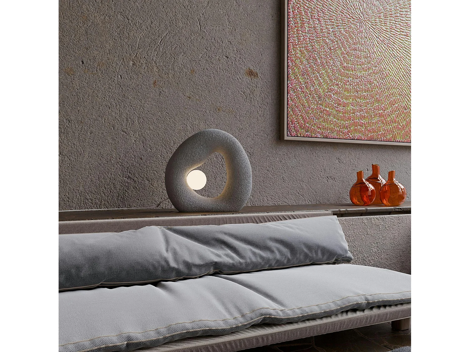 Lampe design grise forme ronde organique 38 cm NOXIS