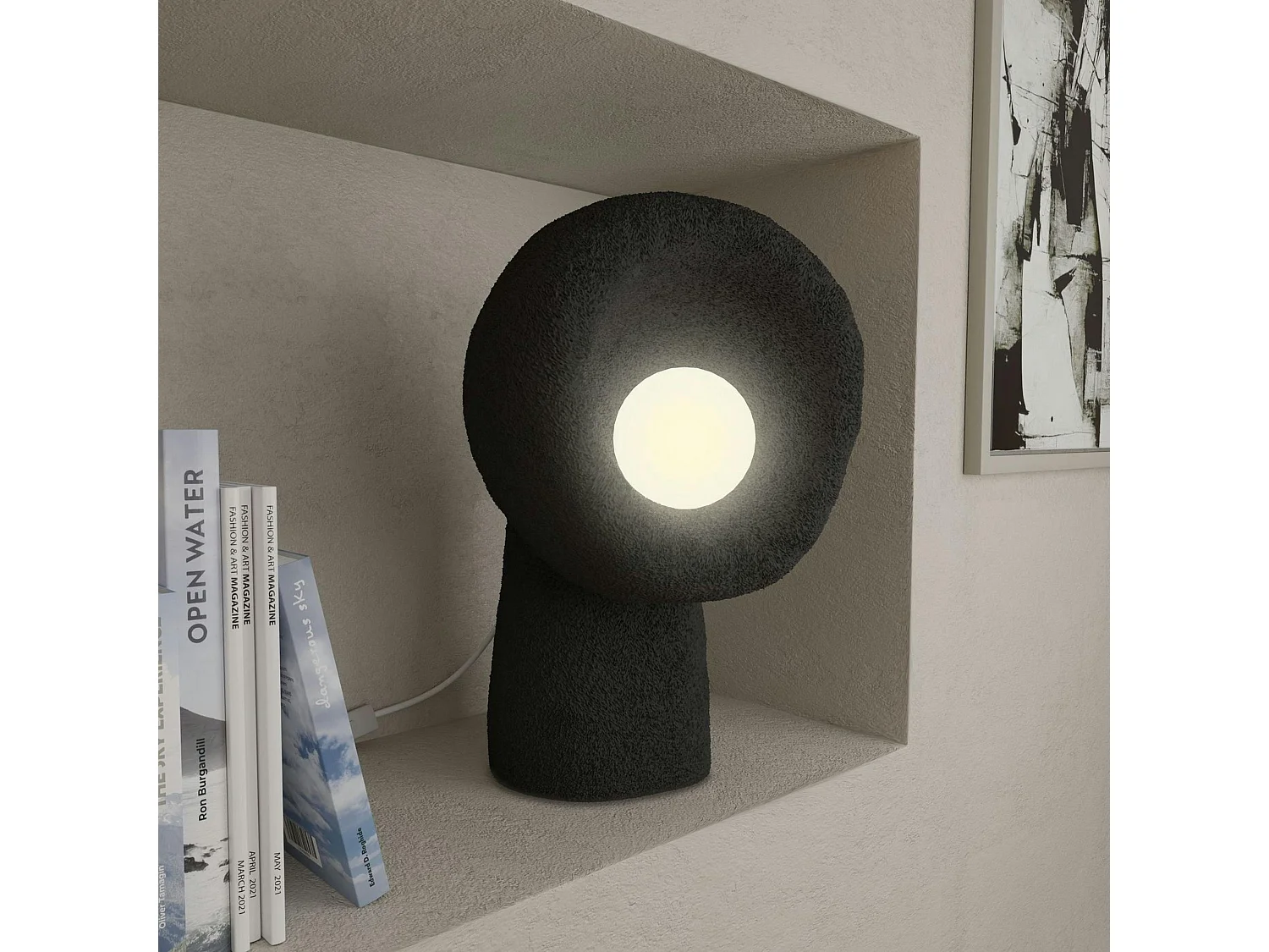 Lampe à poser design noire, style wabi-sabi NOXIS