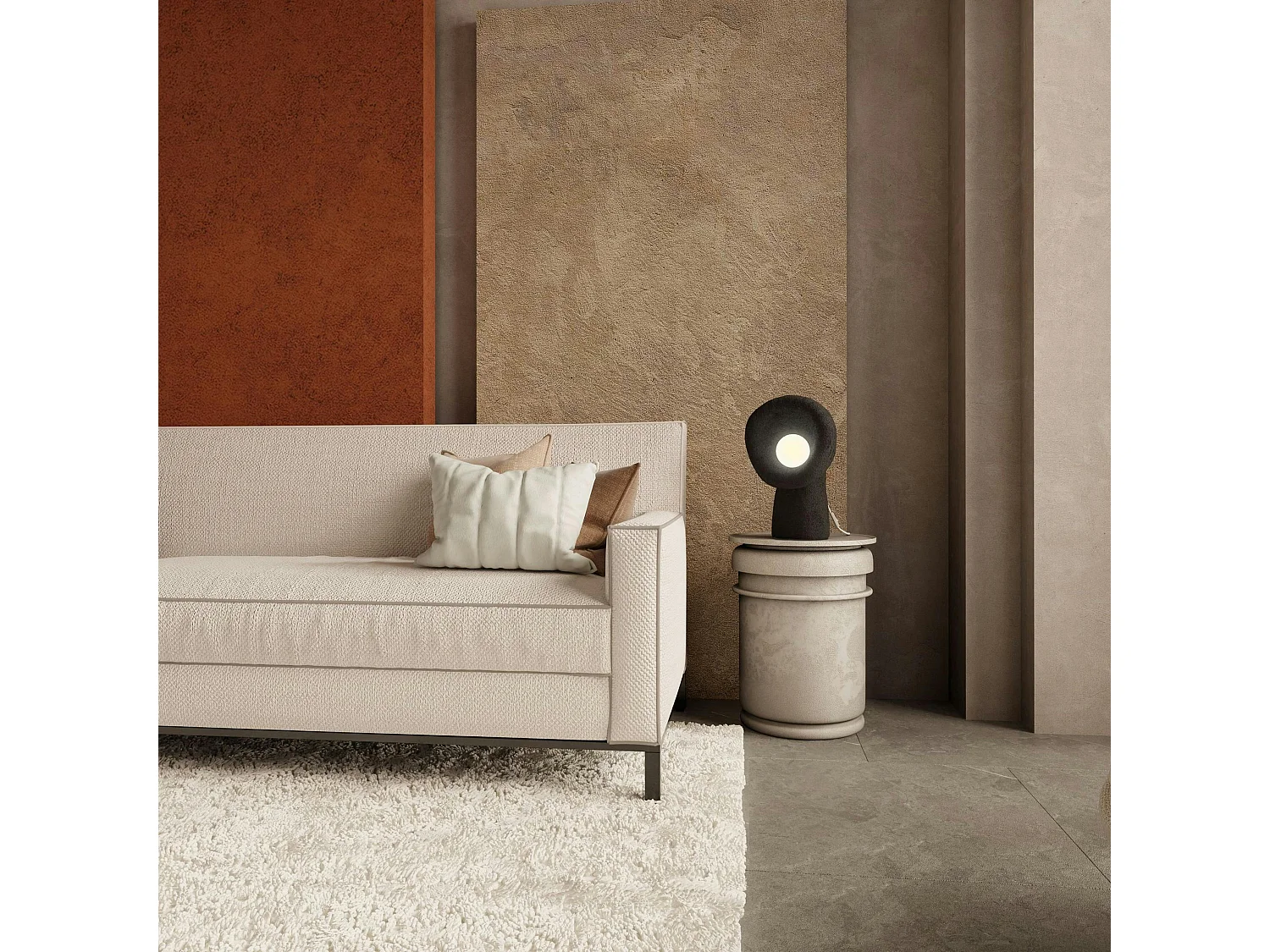 Lampe à poser design noire, style wabi-sabi NOXIS