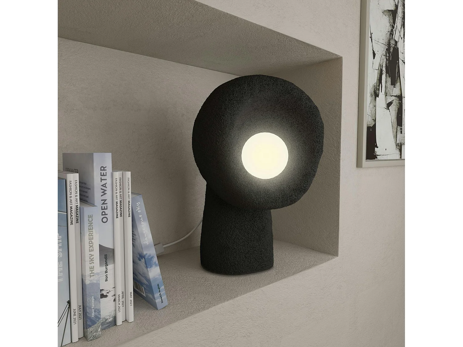 Lampe à poser design noire, style wabi-sabi NOXIS