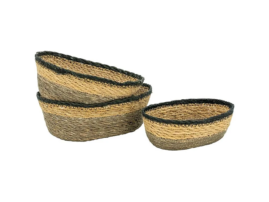 Série de 3 Corbeilles Ovales en Jonc Naturel | Aubry Gaspard