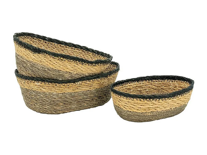 Série de 3 Corbeilles Ovales en Jonc Naturel | Aubry Gaspard