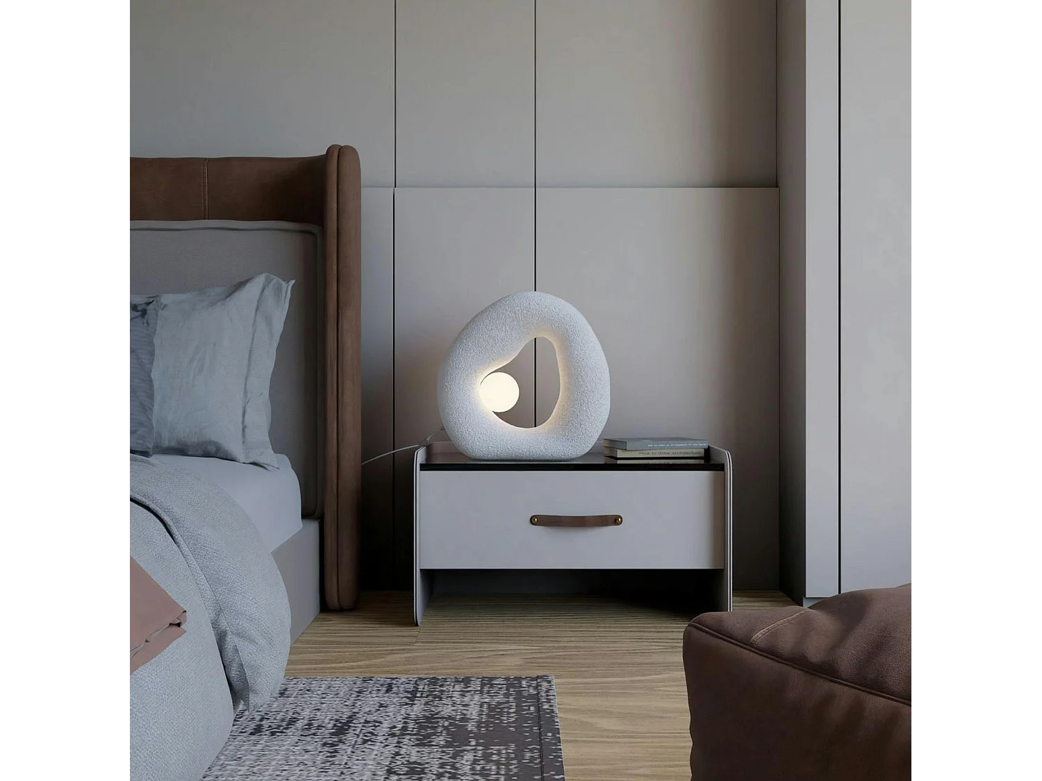 Lampe design blanche forme ronde organique 38 cm NOXIS