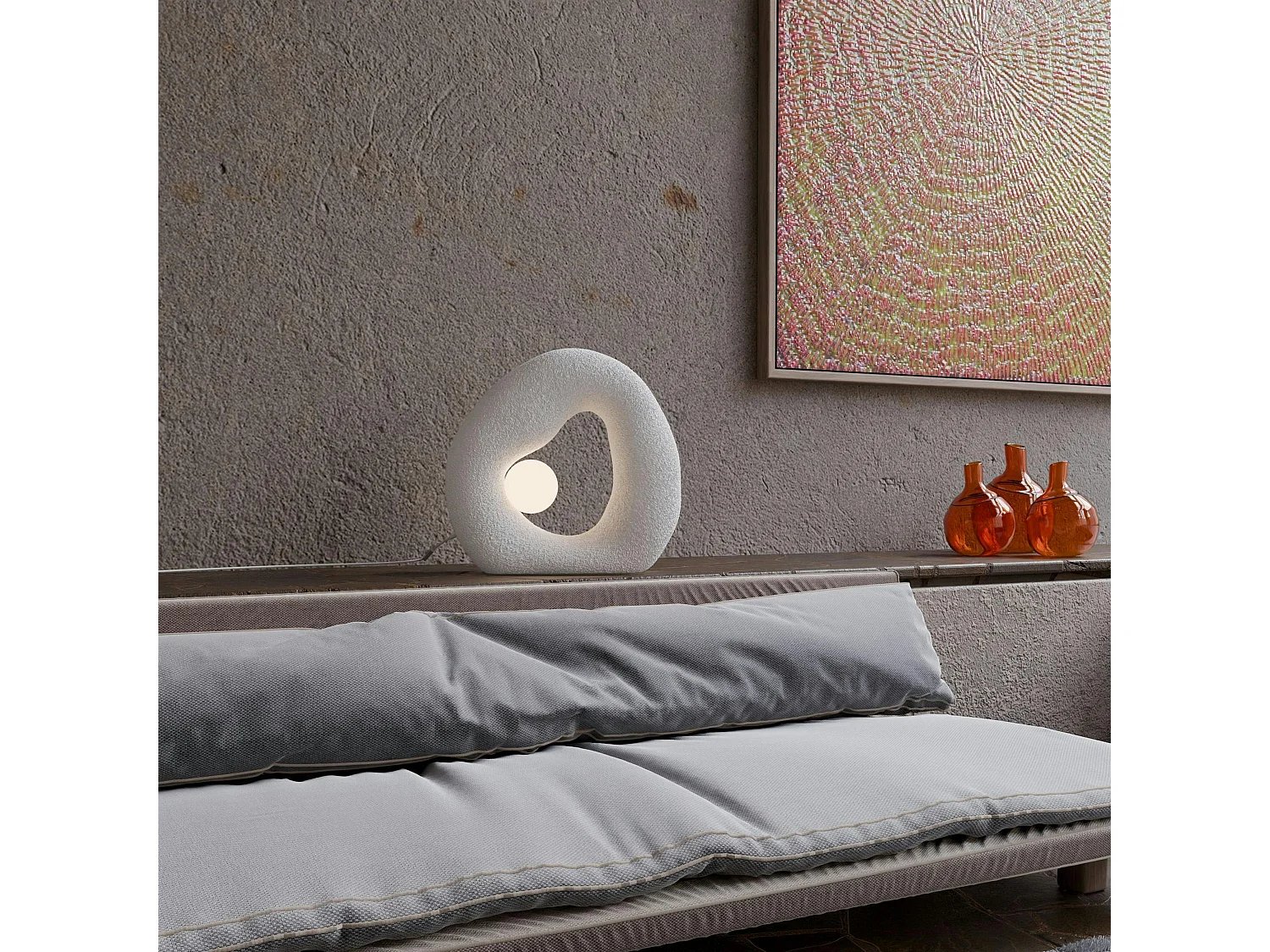 Lampe design blanche forme ronde organique 38 cm NOXIS