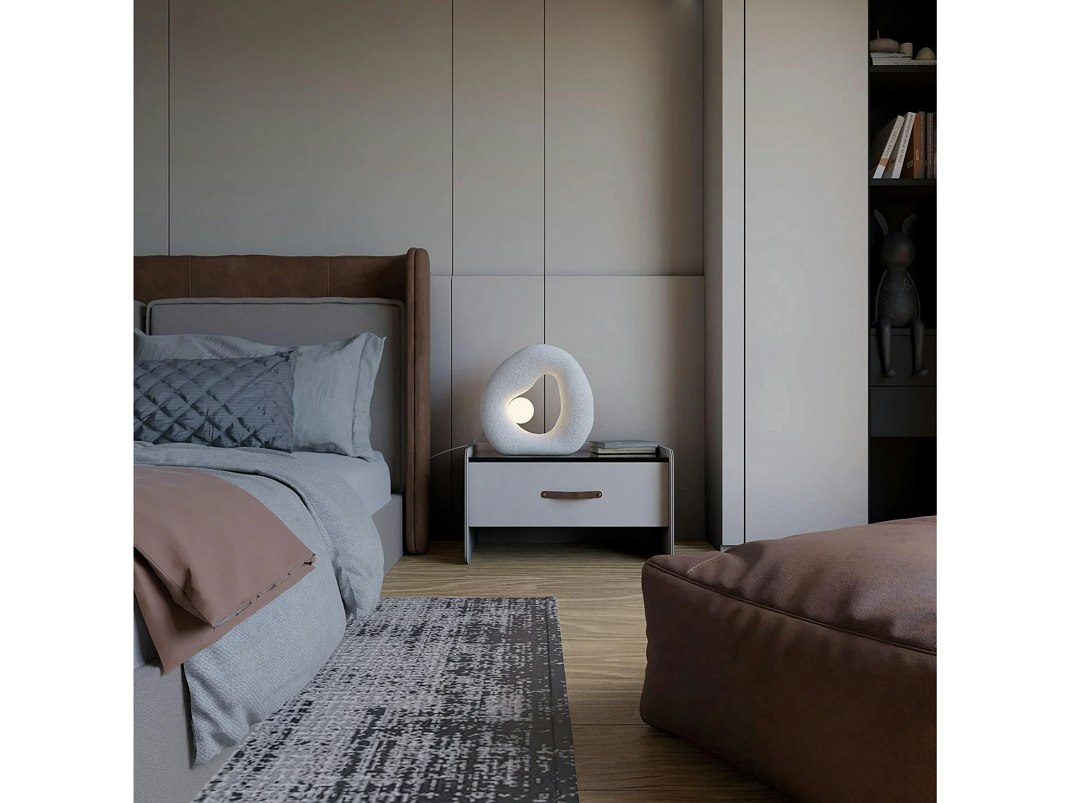 Lampe design blanche forme ronde organique 38 cm NOXIS