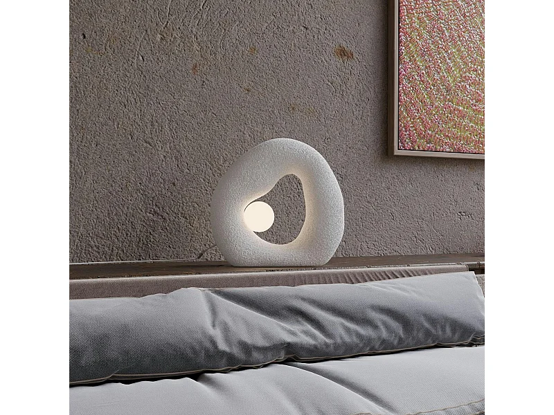 Lampe design blanche forme ronde organique 38 cm NOXIS