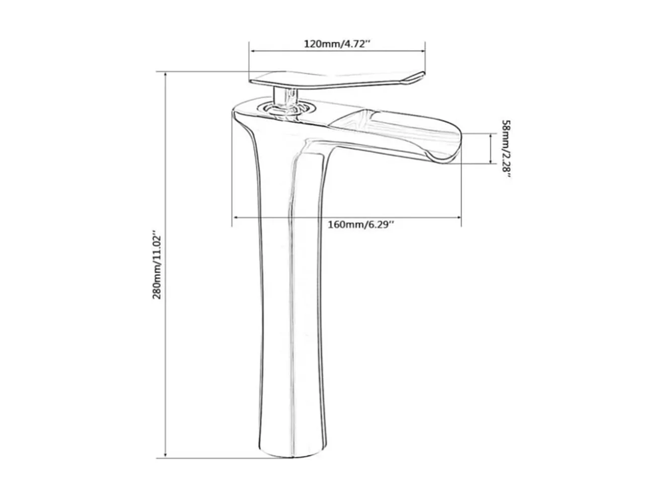 Robinet salle de bain Robinet de lavabo haut design moderne bec cascade, chrome IDK3127,avec flexibles