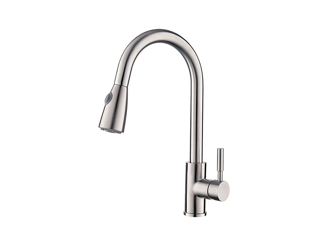 Robinet de cuisine Mitigeur d'évier monocommande rotation à 360 degrés avec douchette extractible laiton nickel brossé