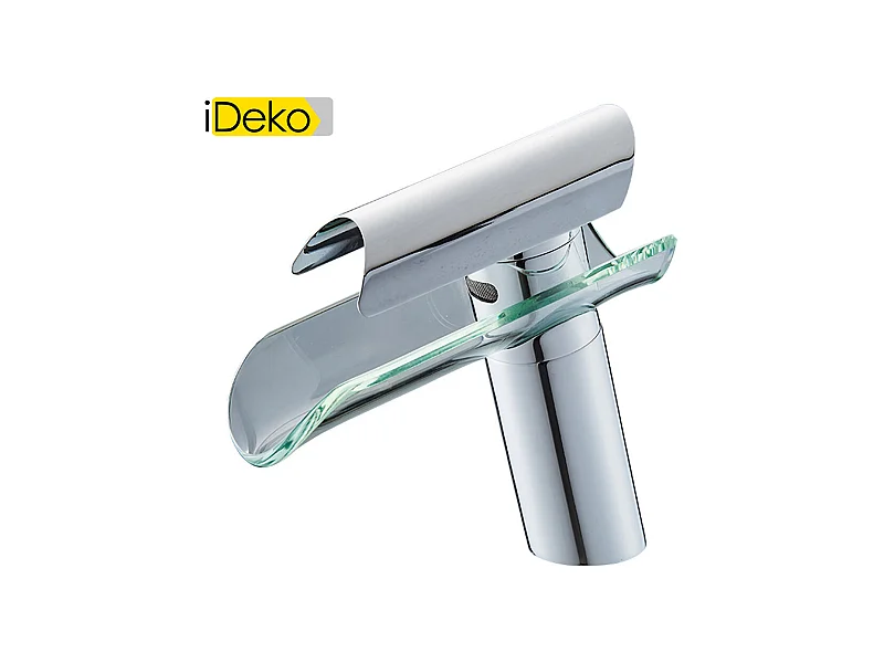 Robinet de salle de bain cascade Crystal, mitigeur de lavabo avec flexible