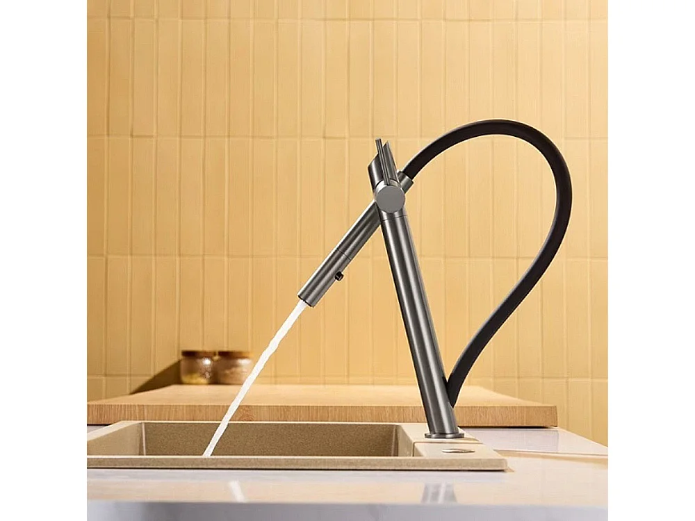 Robinet de cuisine de luxe en laiton Robinet d'évier de haut gamme Collection Style Moderne Avenir Gris noir