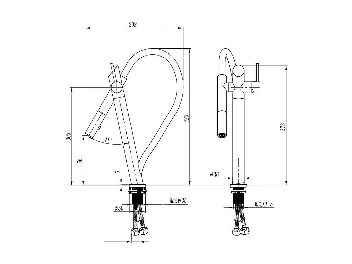 Robinet de cuisine de luxe en laiton Robinet d'évier de haut gamme Collection Style Moderne Avenir Gris noir
