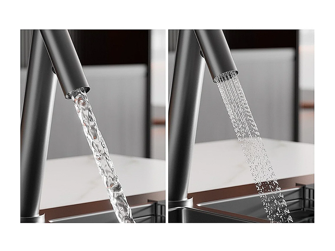 Robinet de cuisine de luxe en laiton Robinet d'évier de haut gamme Collection Style Moderne Avenir Gris noir