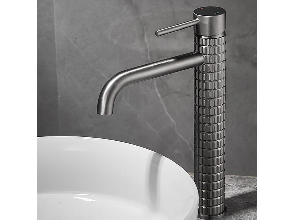 Robinet de salle de bain robinet lavabo antique à poignée unique gris noir