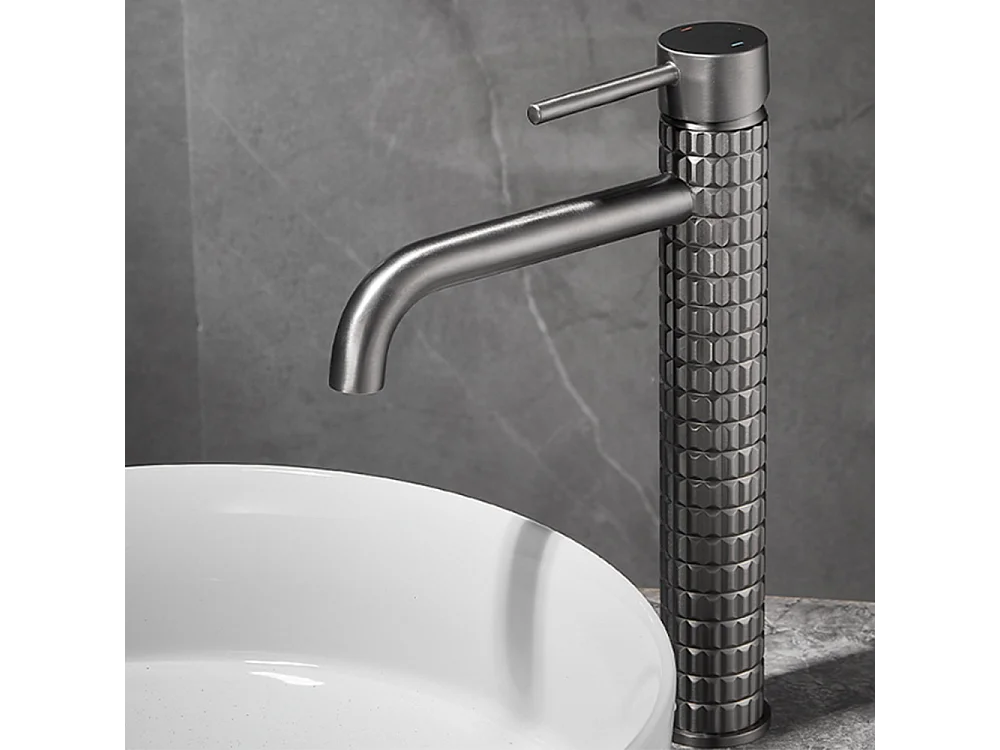 Robinet de salle de bain robinet lavabo antique à poignée unique gris noir