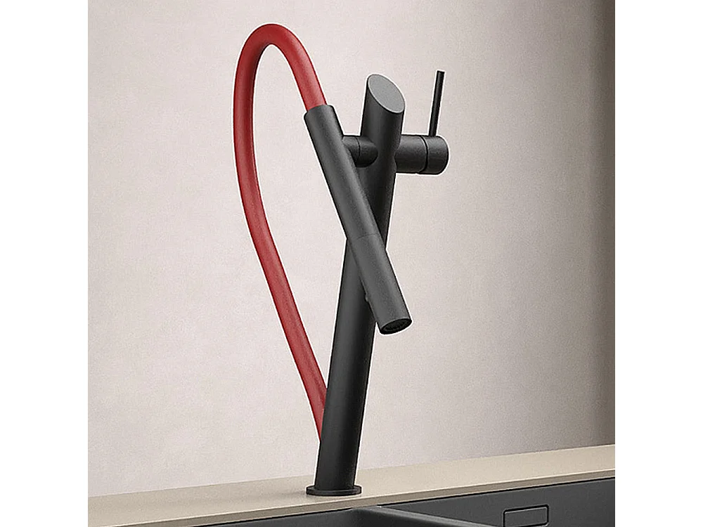 Robinet de cuisine de luxe en laiton Robinet d'évier de haut gamme Collection Style Moderne Avenir Rouge