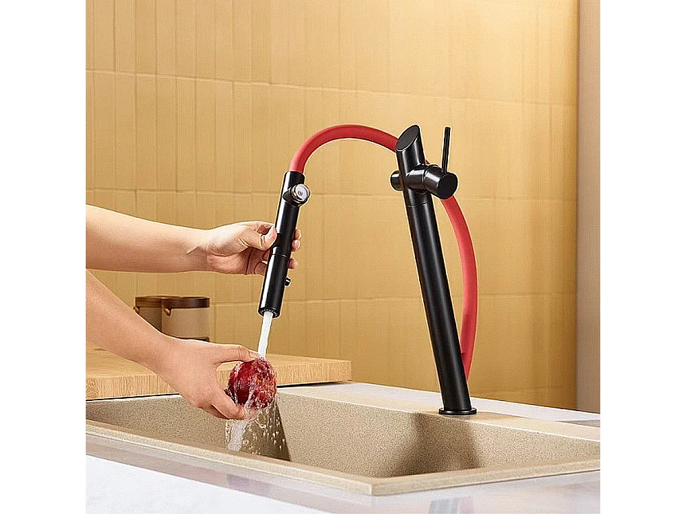 Robinet de cuisine de luxe en laiton Robinet d'évier de haut gamme Collection Style Moderne Avenir Rouge