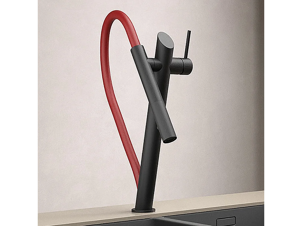 Robinet de cuisine de luxe en laiton Robinet d'évier de haut gamme Collection Style Moderne Avenir Rouge