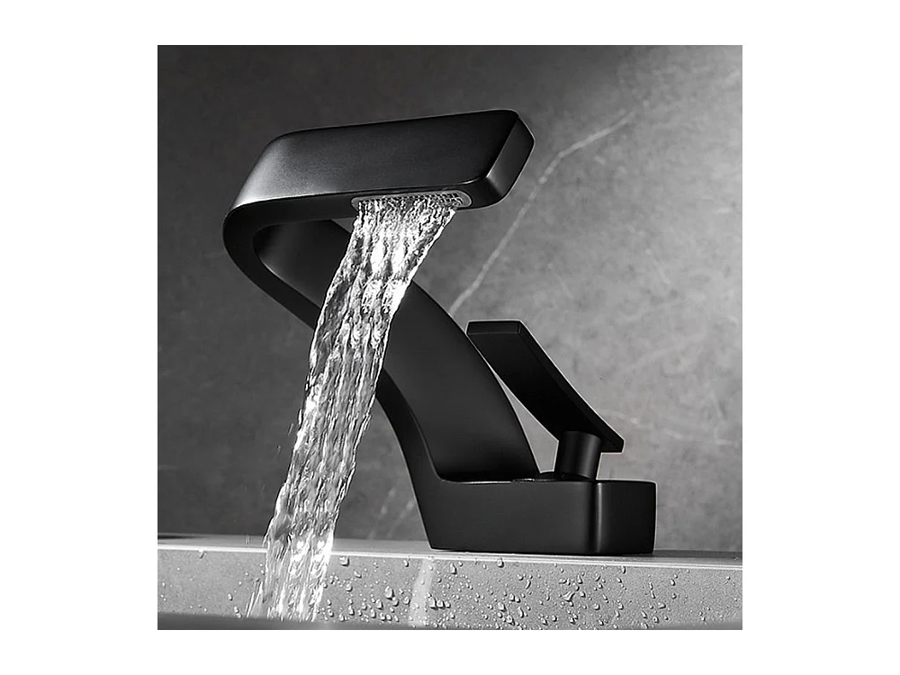 Robinet de salle de bain monocommande, cascade peinte en noir, moderne, monocommande, norme européenne