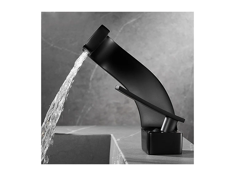 Robinet de salle de bain monocommande, cascade peinte en noir, moderne, monocommande, norme européenne
