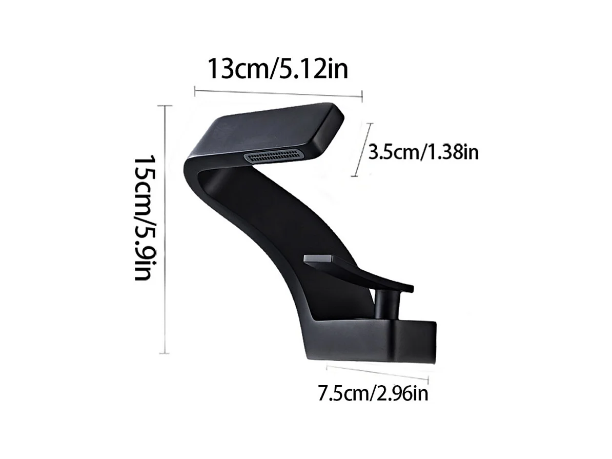 Robinet de salle de bain monocommande, cascade peinte en noir, moderne, monocommande, norme européenne