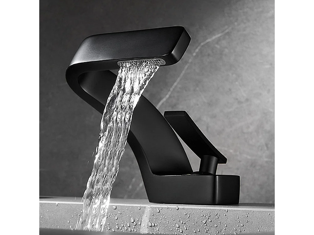 Robinet de salle de bain monocommande, cascade peinte en noir, moderne, monocommande, norme européenne