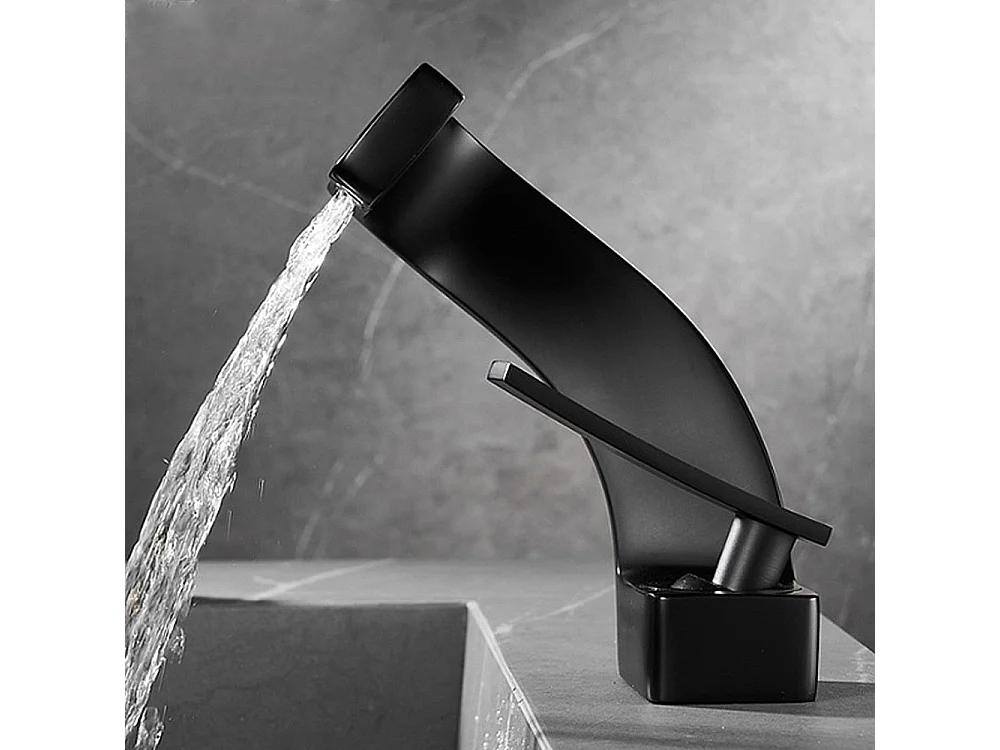 Robinet de salle de bain monocommande, cascade peinte en noir, moderne, monocommande, norme européenne