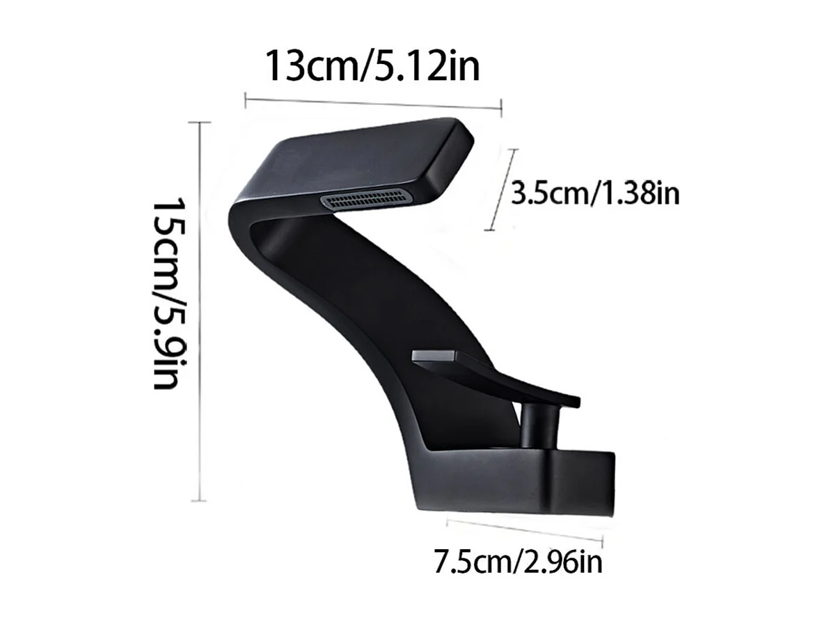 Robinet de salle de bain monocommande, cascade peinte en noir, moderne, monocommande, norme européenne