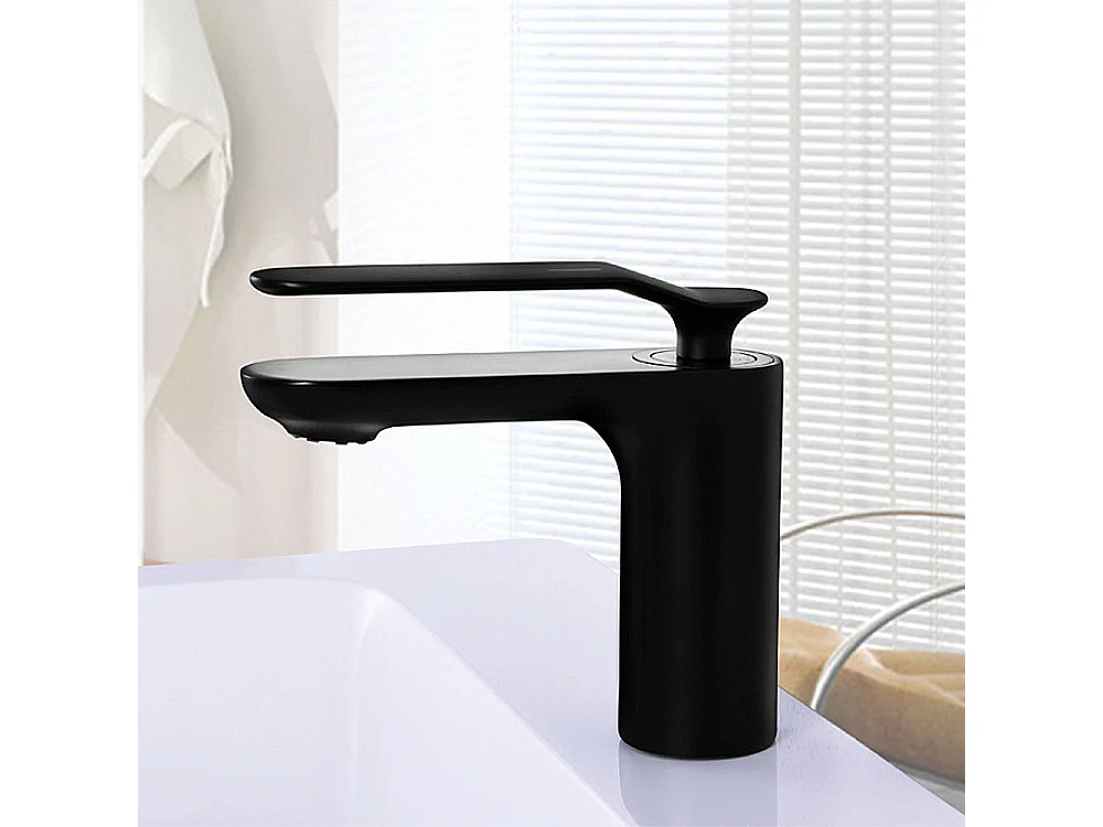 Robinet salle de bain Mitigeur de lavabo, design en laiton laqué noir