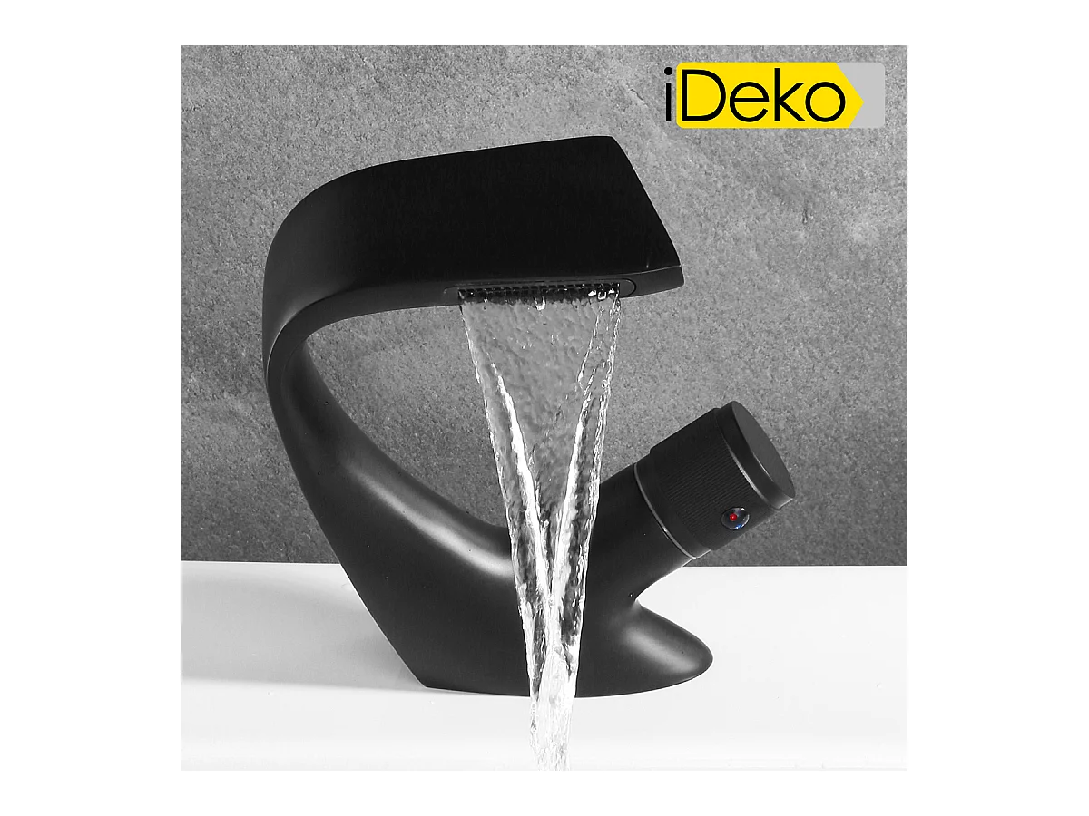 Robinet salle de bain Robinet de lavabo cascade nouvelle collection, cartouche céramique noire