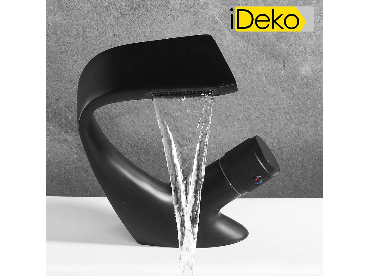 Robinet salle de bain Robinet de lavabo cascade nouvelle collection, cartouche céramique noire