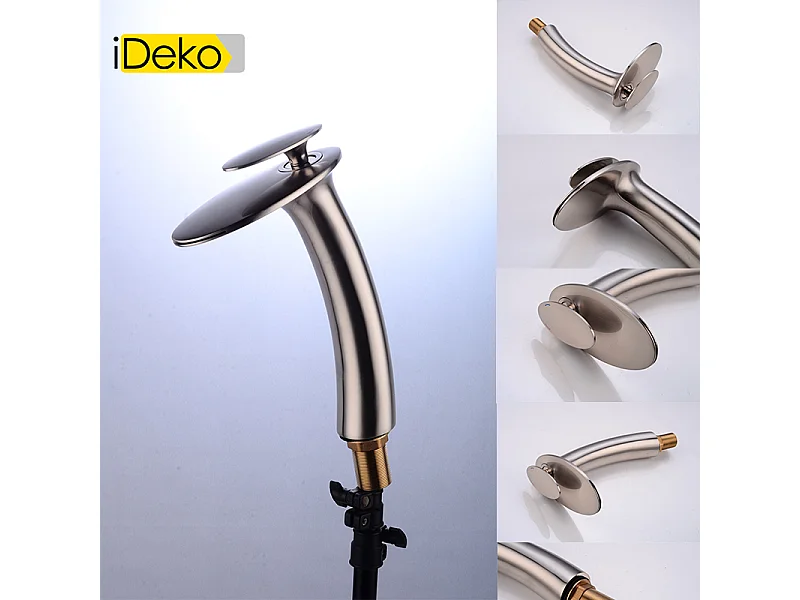 Robinet de salle de bain cascade à grand arc, mitigeur d'eau chaude et froide réglable, installation verticale, laiton et céramique