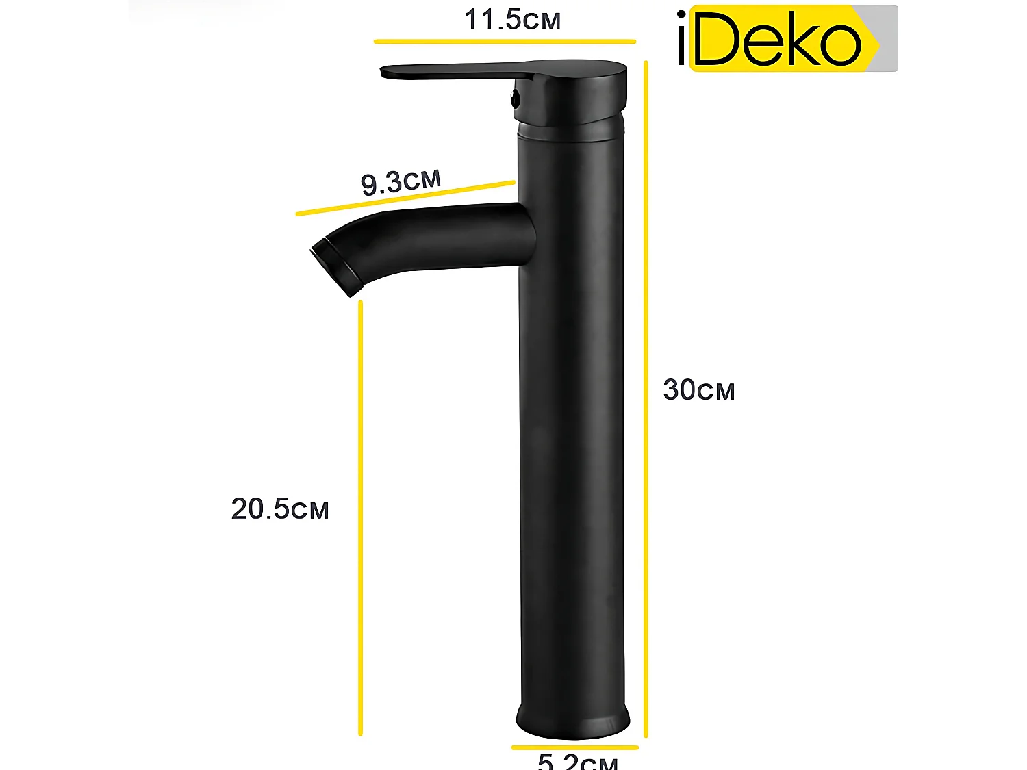 Robinet salle de bain Robinet de lavabo haut en céramique noir