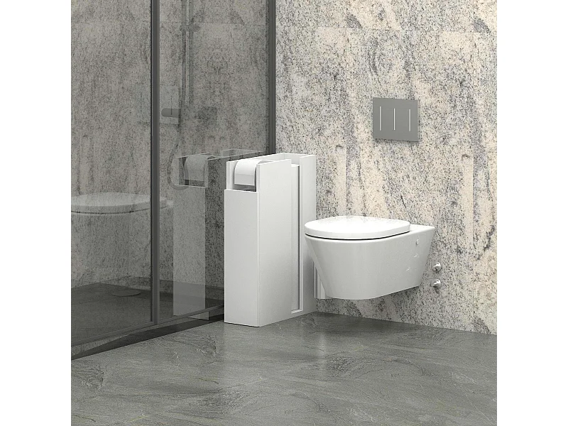 Colonne WC blanche porte, niche et dérouleur papier MARFA