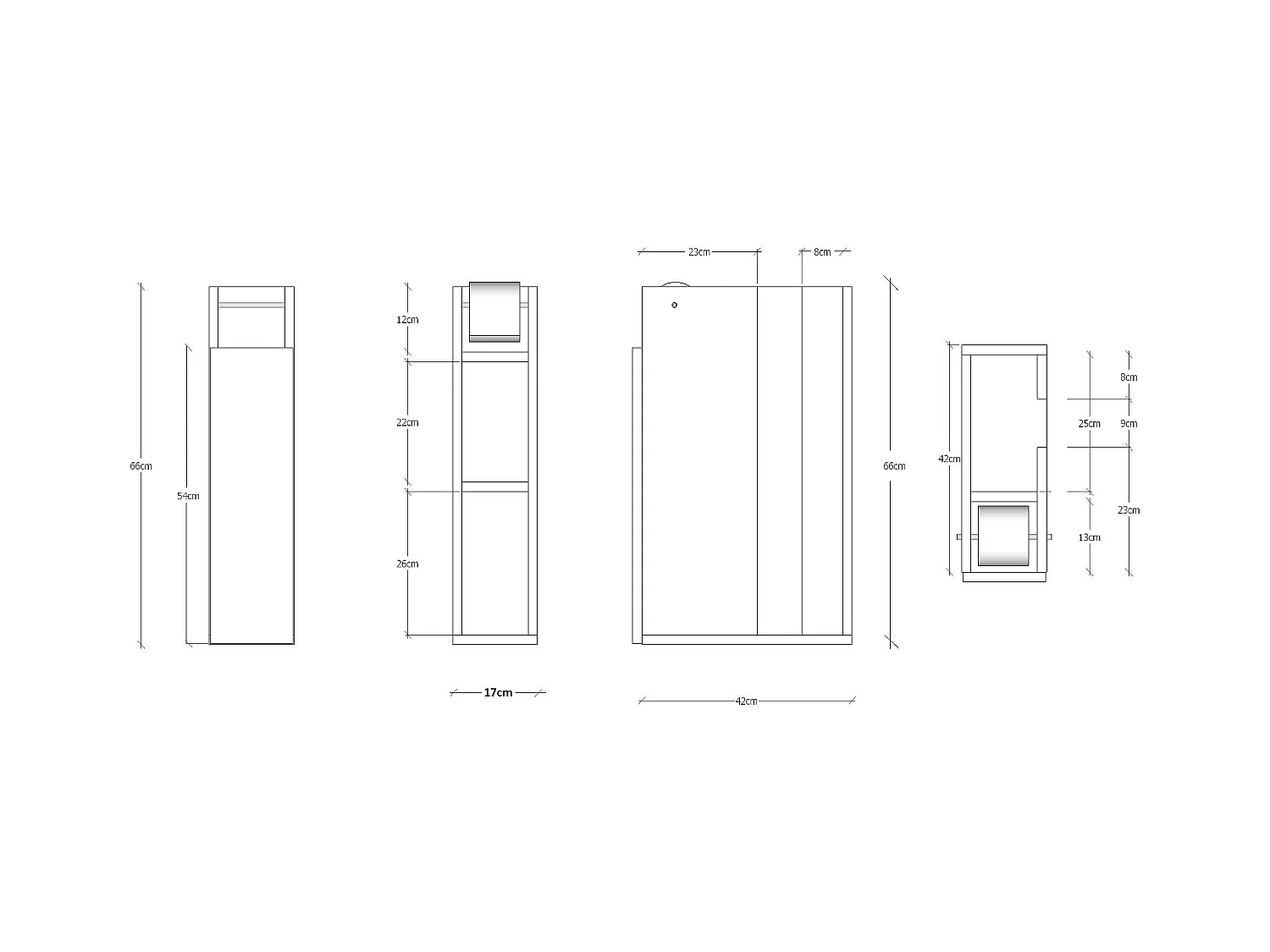 Colonne WC blanche porte, niche et dérouleur papier MARFA