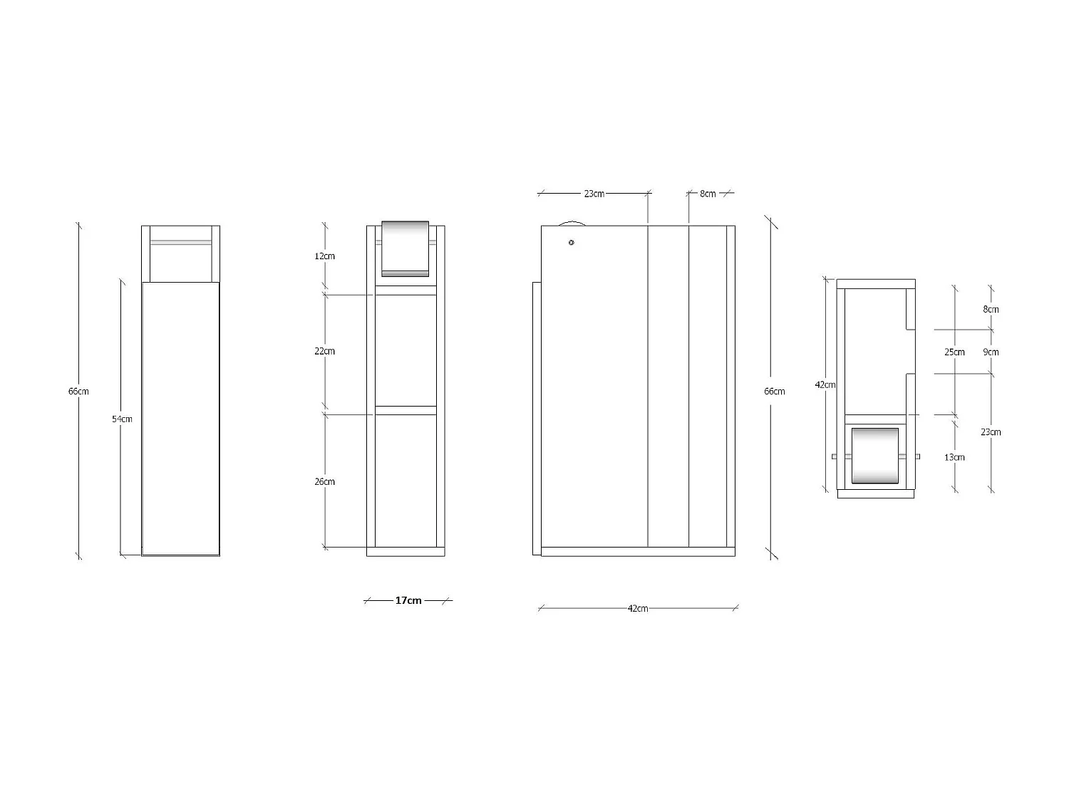 Colonne WC blanche porte, niche et dérouleur papier MARFA