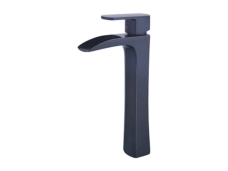 Robinet de salle de bain Mitigeur de lavabo haut en bronze huilé, robinet cascade noir