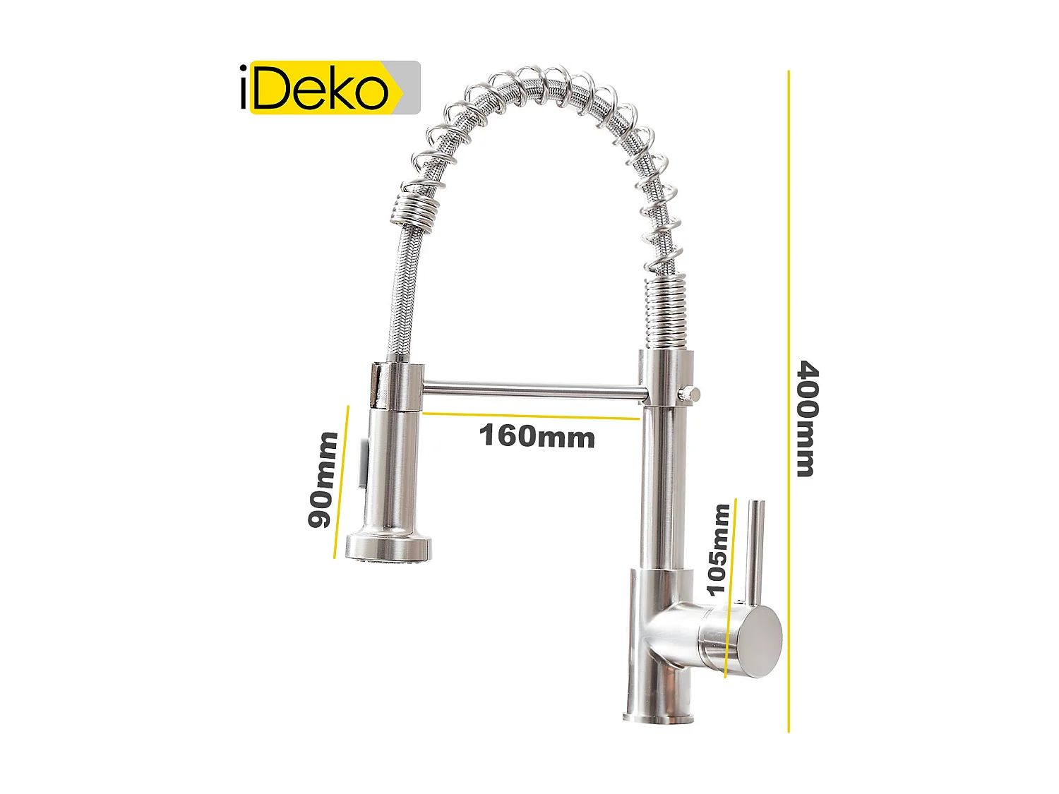 Robinet de cuisine multifonction Pro à 2 jets rotation à 360 degrés nickel moderne